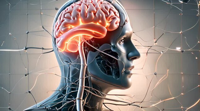 3D human brain pulsates with vibrant energy, its intricate folds and networks revealing the complexity and boundless potential of the human mind
