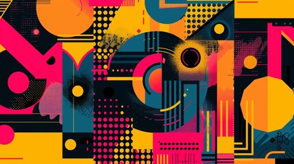 Contemporary vector illustration featuring vibrant geometric patterns with room for personalized content, perfect for creating dynamic banner designs