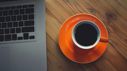Obraz na płótnie Canvas coffee cup and laptop