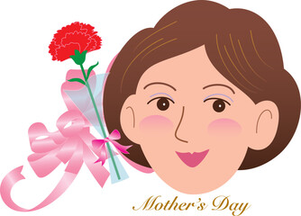 おかあさんと母の日のカーネーション
