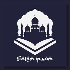 Eid mubarak poster with a crescent moon and a mosque Eid poster.