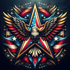 4th of July Independence Day of America logo and background