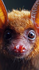 Close-Up Portrait of a Curious and Intelligent Bat
