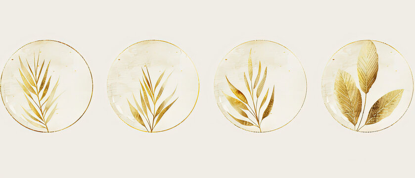 three oval pressed glass plates with gold leaf designs on them