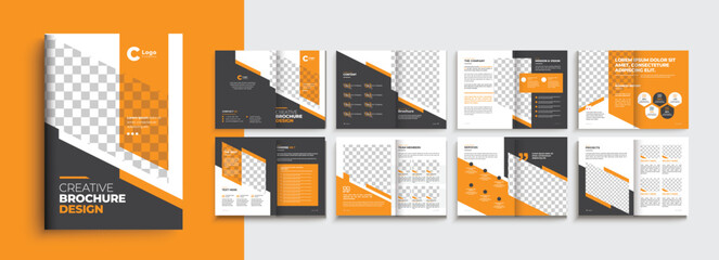 Business brochure template layout design, company profile brochure creative corporate design with orange colour shapes