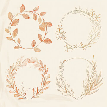 a four different types of wreaths with leaves on them