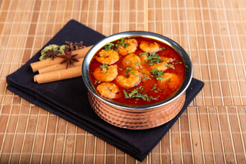 Goan, malvani and konkani style prawn gravy also known as kolambi cha kalvan.