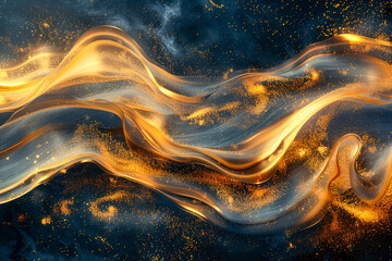 Golden Waves Abstract Art