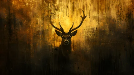 Muurstickers silhouette head deer, generative Ai © Zoya
