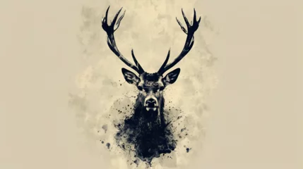 Foto auf Acrylglas silhouette head deer, generative Ai © Zoya