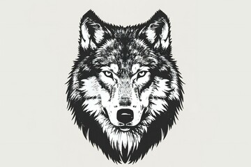 Wolf head  engraving illustration,  T-shirt apparel print design