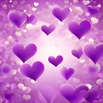 Abstract illustration glow soft hearts Background purple design