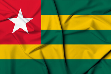 Beautifully waving and striped Togo flag, flag background texture with vibrant colors and fabric background