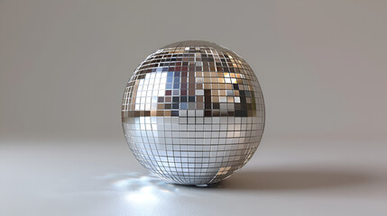 Silver disco mirror ball cut out, generative Ai