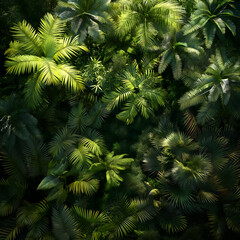 Tropical rainforest top view.