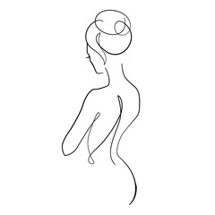 Elegant Female Back Continuous One Line Drawing. Woman Body Sketch Line Art Illustration. Female Figure Abstract Minimal Silhouette for Modern Design. Vector EPS 10