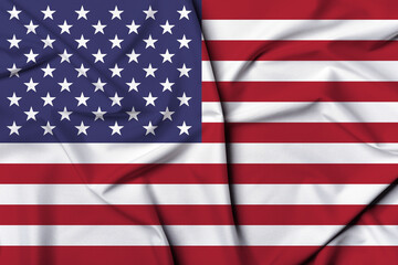 Beautifully waving and striped USA flag, flag background texture with vibrant colors and fabric background
