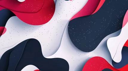 Tuinposter Hip and stylish vector illustration with vibrant shapes in white, ruby, and navy blue, adding a modern flair to hipster banner backdrops © Naseem