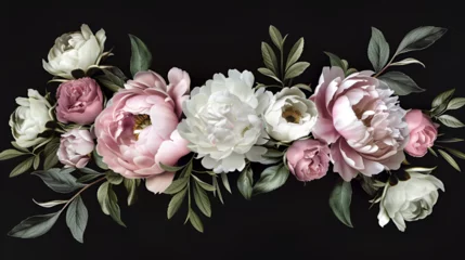 Stickers Bloemenwinkel floral background with vintage flower bouquet  on black background with copy space  © Muhammad Irfan