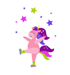 Cute Unicorn vector pony child princess angel animal, sweet pastel color.  hand drawn cartoon flat vector illustration.for baby textile, nursery decor, children print.