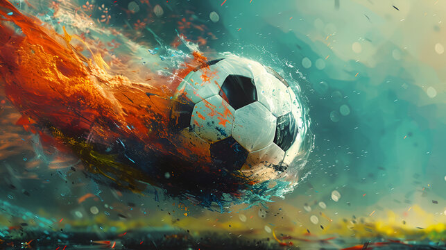 soccer ball in action AI-generated art