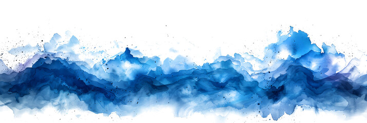 Sky blue watercolor paint wash stain on transparent background.
