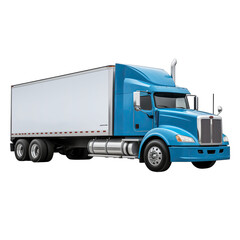 Fototapeta na wymiar A large modern American truck with a white trailer and a blue cab Side view SVG isolated on transparent background