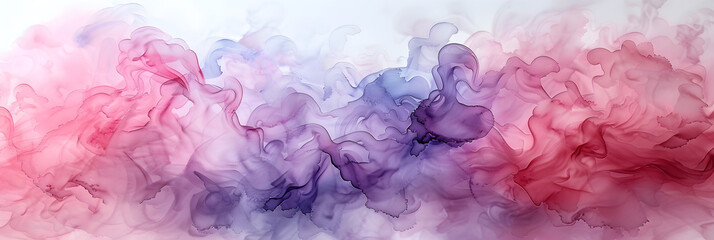 Pink and purple watercolor bloom on transparent background.