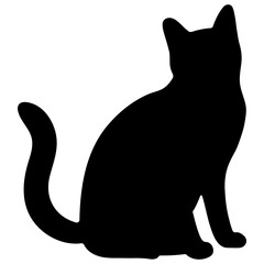 Cat shadow single 25 cute on a white background, vector illustration.