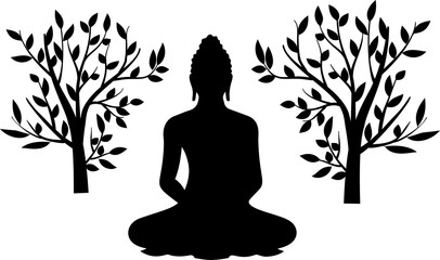 Papercut style buddha purnima or vesak day wishes card