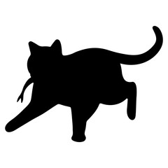 Cat shadow single 33 cute on a white background, vector illustration.