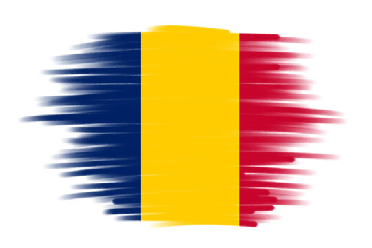 brush flag chad transparent element, chad brush watercolour flag design template element png transparent chad flag