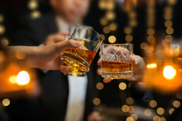 whiskey, for a friendly party in a bar or a restaurant.