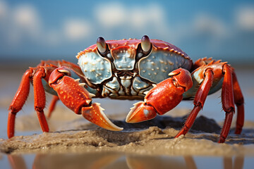 A stunning close-up of sand crabs