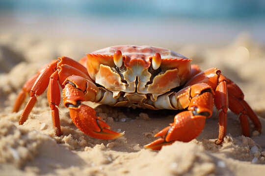 A stunning close-up of sand crabs