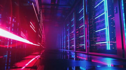 Data center full of computers ,High Internet Visualization.