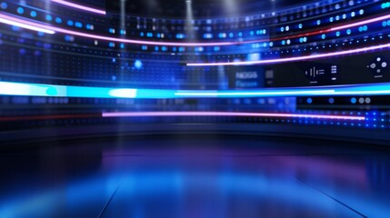 3D Virtual News Studio Background. 3d rendering