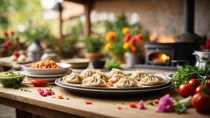 Gyoyza Dumplings filled with minced meat and vegetables, similar to dumplings found in Chinese cuisine