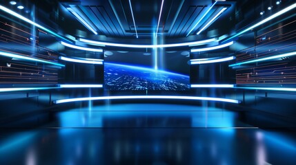 3D Virtual News Studio Background. 3d rendering