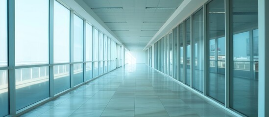 Obraz premium An empty hallway within the contemporary office structure.