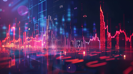 Fototapeta na wymiar Stock market graph or forex trading chart for business, generative Ai