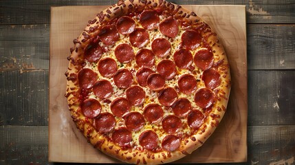 Pepperoni beautiful pizza full view