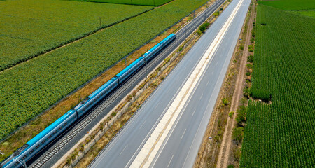 High-speed train passing through Çumra District of Konya province