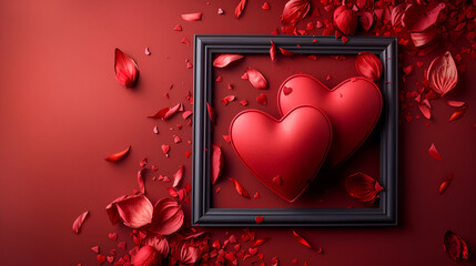 stylish hearts frame valentines Day card design, generative Ai