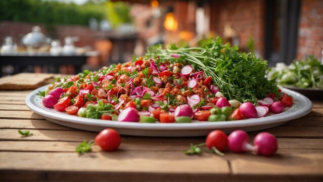 Sabzi khordan A platter of fresh herbs, radishes, and spring onions, often served as an appetizer.