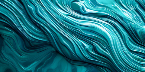 Obraz premium Marbled Cyan Waves in Fluid Abstract Art Style