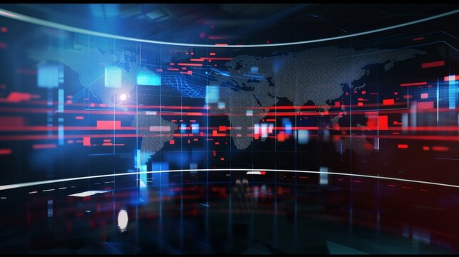 3D World News Background, digital world breaking news Studio Background for news report and breaking news on world live report