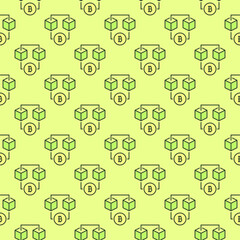 Bitcoin Blockchain Technology Crypto vector colored seamless pattern - 787842196