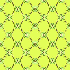 Bitcoin sign inside Circle vector Crypto Currency colored seamless pattern - 787842367