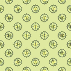 Bitcoin sign inside Target vector Crypto Technology colored seamless pattern - 787842381